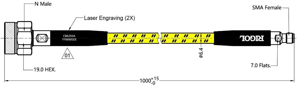 RIGOL CB6203A RF 케이블 drawing